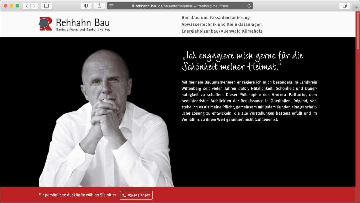 CUM Marketingberatung – Wir machen die Werbung für das Bauunternehmen Rehhahn Bau, Wittenberg.